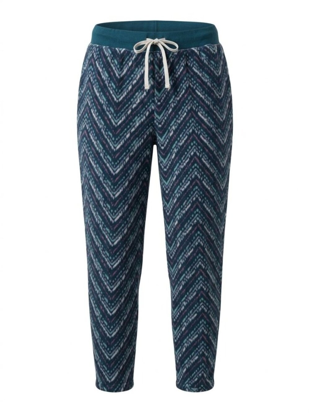 Cuddl Duds Fleece with Stretch Lounge Pants Sz L Petite Blue Pink Chevron Cozy